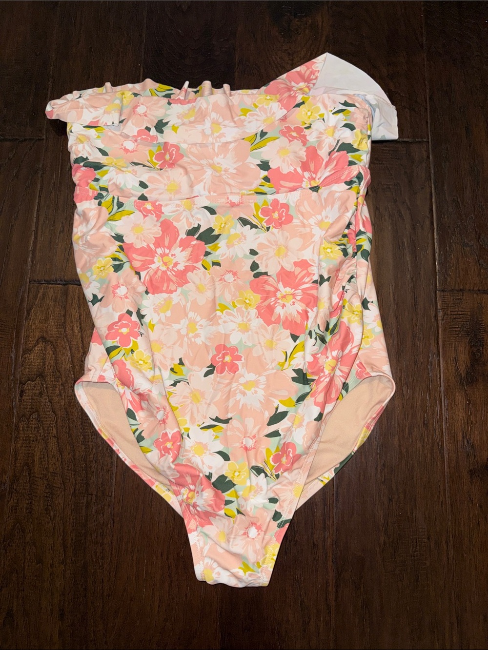 Isabel Maternity Large Floral One-Piece Swimsuit in Peach & Pink